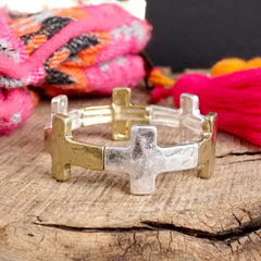 Hammered Cross Bracelet