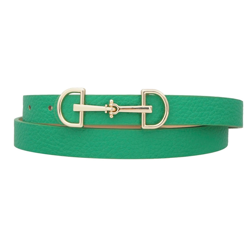 Gold Horse Bit Skinny Belt