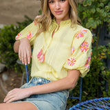 Gabriella Hand Embroidered Sleeve Top