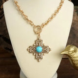Victoria Turquoise Cross Necklace