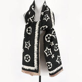 Black & Cream Reversible Print Scarf