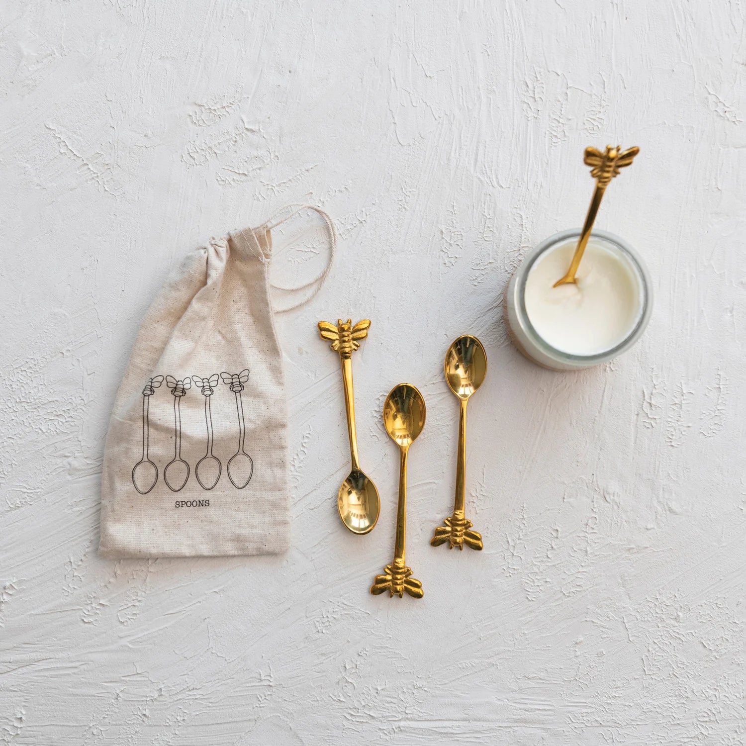 Brass Bee Spoon Set