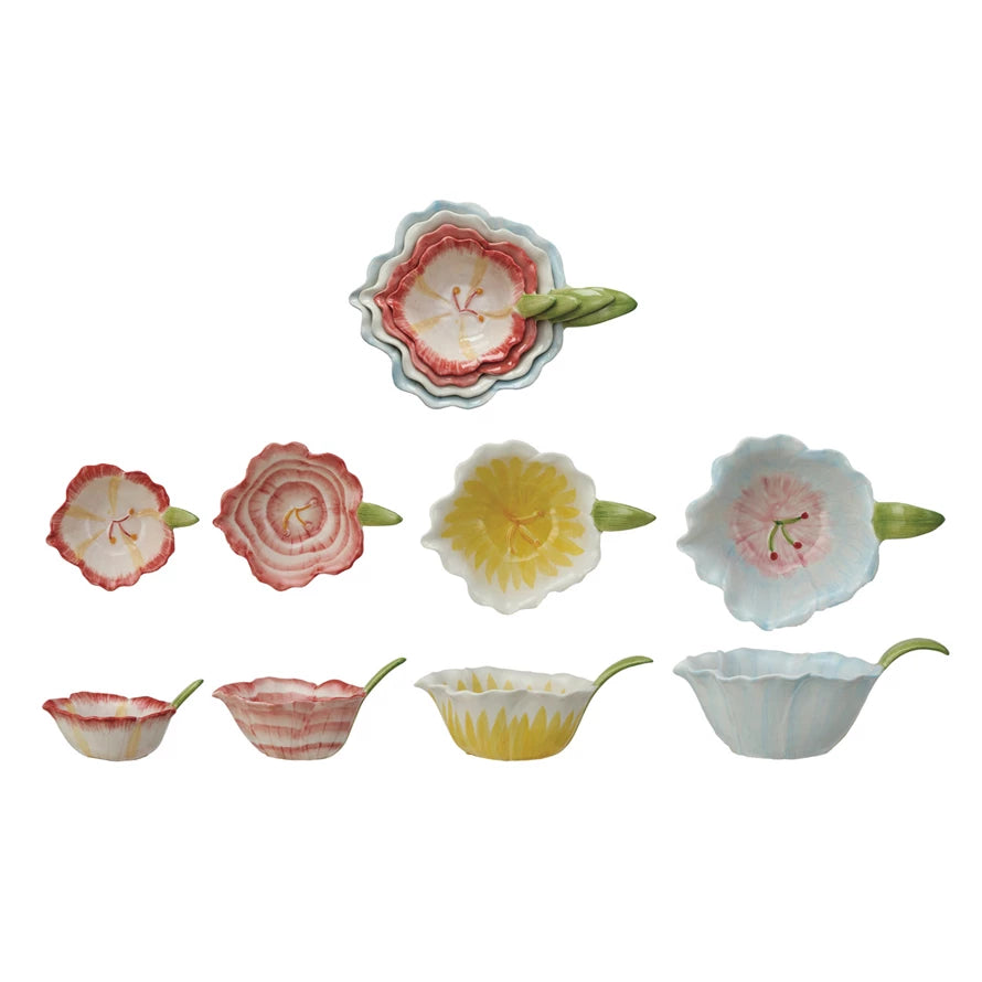 Stoneware Flower Measuring Cups