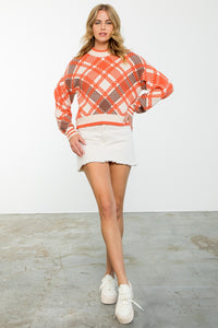 Ayla Plaid Mock Neck Sweater