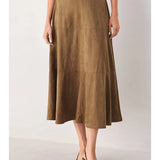 Tiffany Faux Suede Belted Midi Skirt