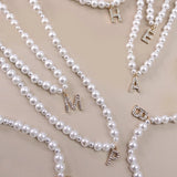 Pearl and Rhinestone Initial Necklace