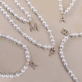 Pearl and Rhinestone Initial Necklace