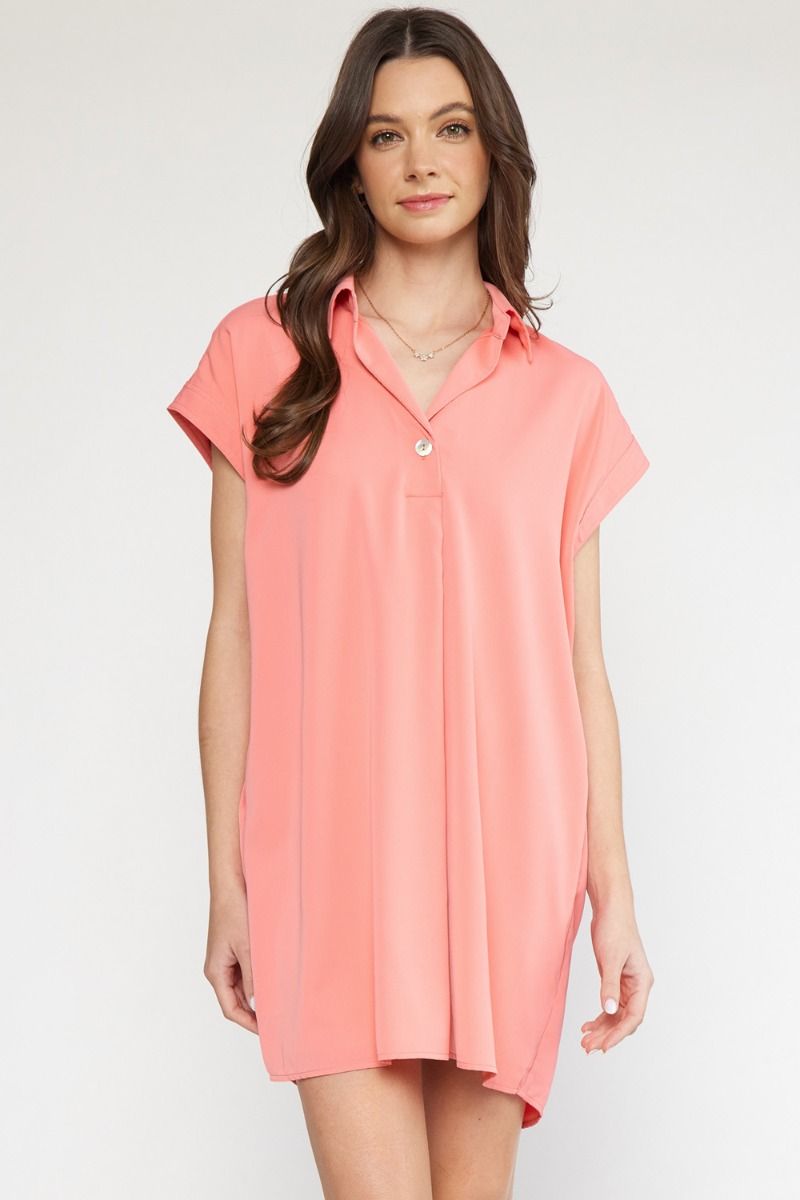 Bridget Salmon Shirt Dress
