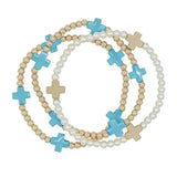 Cross Beaded Stretch Bracelets