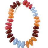 Sara Chunky Beaded Necklace – Maroon/Orange Mix