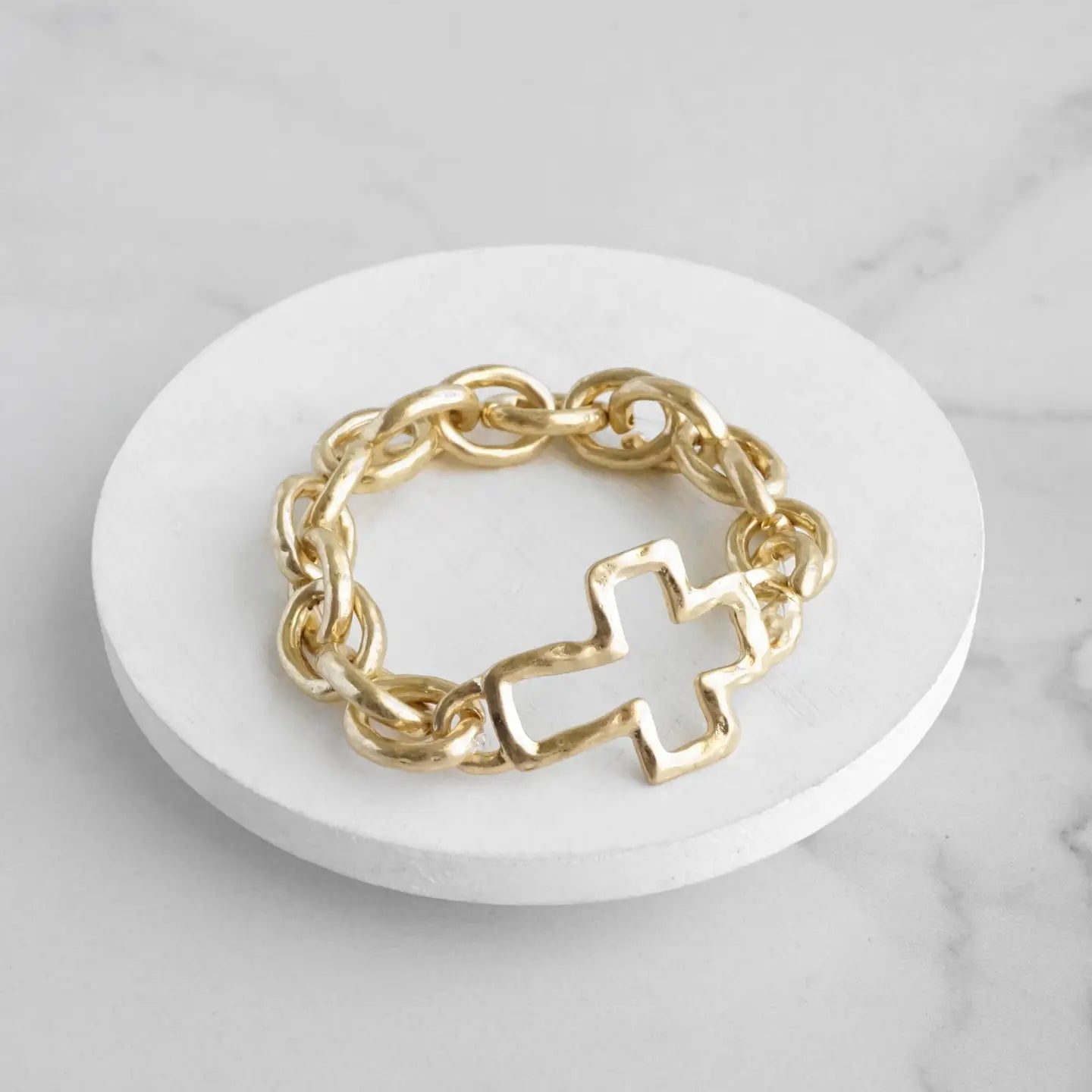 Gold Cross Stretch Bracelet