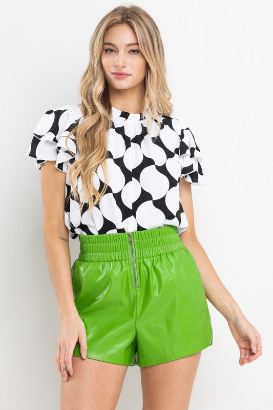 Kaylee Dot Ruffle Sleeve Top