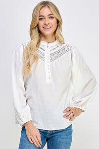 Mallory Trimmed Blouse Top