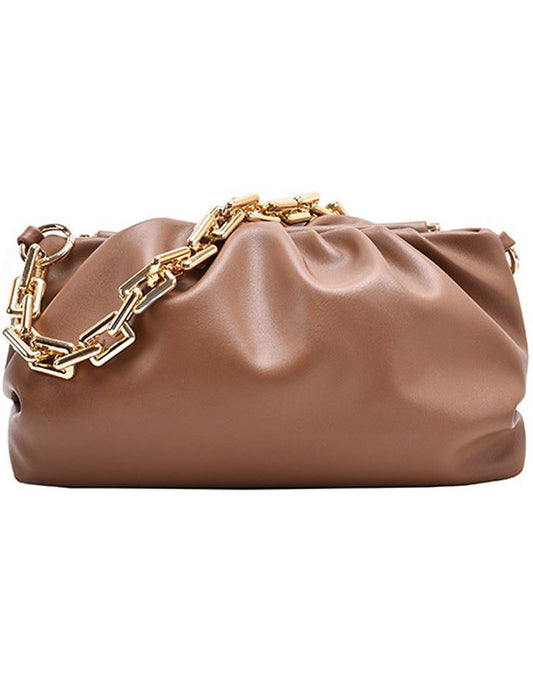 Brown Bag with Gold Link Strap