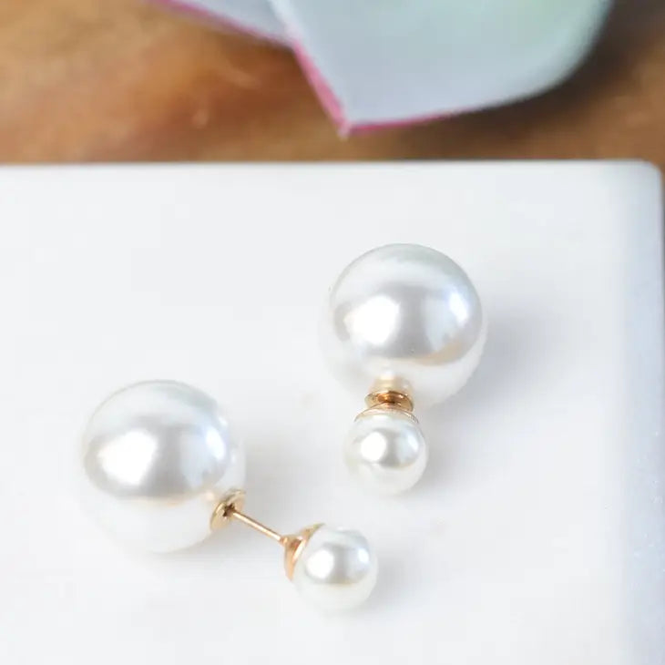 Ruth Double Pearl Studs